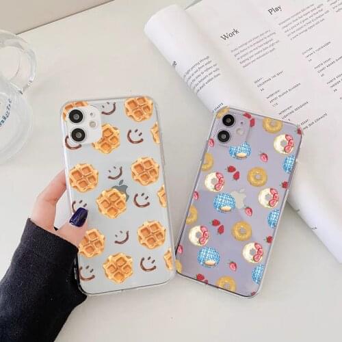 Cute Donuts Fried Eggs Candy Phone Case For iPhone 11 12 Pro Max XS MAX X XR 7 8 6 6s Plus SE 2020 Soft Clear Transparent Cover