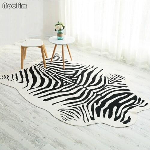 NOOLIM PV Velvet Imitation Skins Rugs and Carpets Cow Zebra Carpet 110*75cm Carpets For Living Room Bedroom Carpet