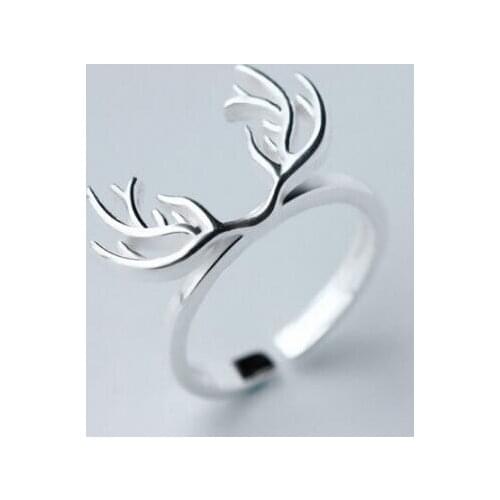 Jisensp New Arrival Adjustable Christmas Gift Rings for Women Animal Antler Rings Deer Finger Ring Accessorie Girl Nice Gift