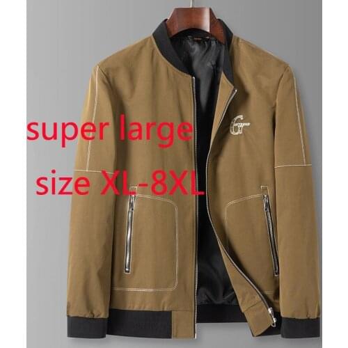New Arrival Suepr Large Autumn Spring Men Fashion Casual Baseball Collar Jacket Zipper Plus Size L XL 2XL3XL 4XL 5XL 6XL 7XL 8XL
