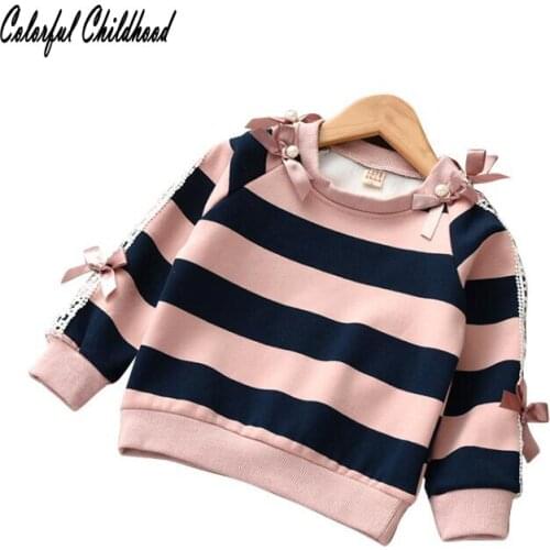 Baby Girls Autumn Blouse Stripes Long Sleeve modis Sweet Tee Tops With bow Outwear Outfits Blouses For Kids Girl Child clothes
