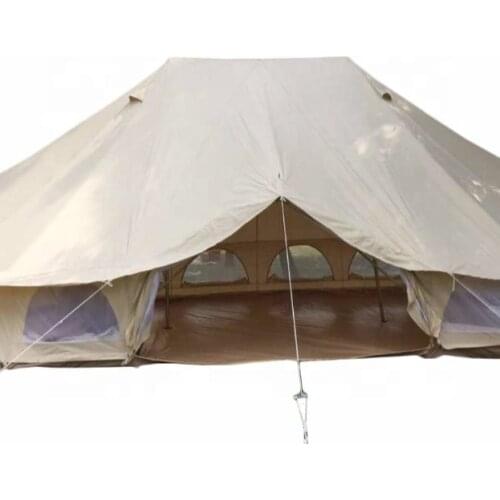 DANCHEL OUTDOOR Large Waterproof Cotton Canvas Glamping Twin Emperor Bell Tent for 10~12 Person Campsite Hotel Tent With