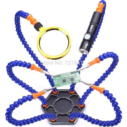 Helping Hands Third Hand Soldering Tool 6 Flexible Arms Six Arm Soldering Station With Swiveling Alligator Clip for RC Drone