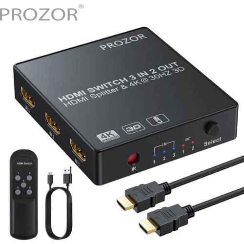 Prozor 3x2 HDMI-Compatible Switch Splitter 4K 3D Automatical HDMI-Compatible Switcher Adapter 3 In 2 Out Remote Control for PC