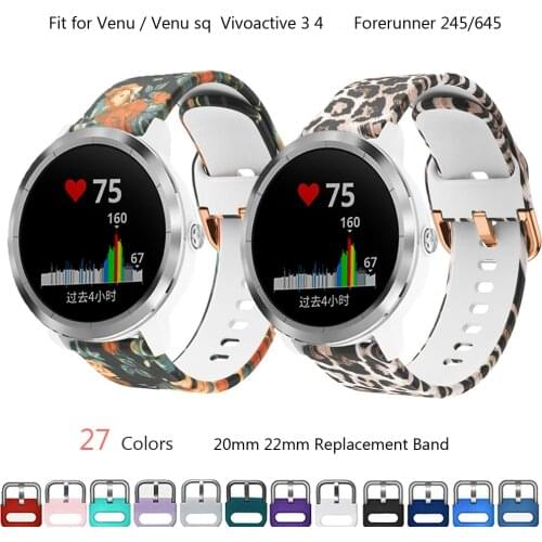 20mm 22mm Silicone Strap for Garmin Vivoactive 3 4 Venu Silicone Watchband for Garmin Forerunner 245 645 Venu sq Bracelets belts