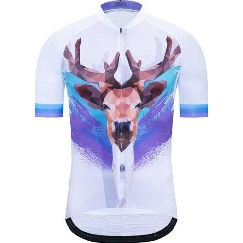 Sedrick 2020 Newest Summer Breathable Elk Printed Mesh Men Cycling Jersey Mtb Bike Top Short Shirts Maillot for Christmas Gift