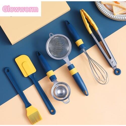 Glowworm Silicone Brush Spatula Set Non-Stick Silicone Cooking Utensils With Heat-Resistant Handle Kitchen Pastry Baking Tools