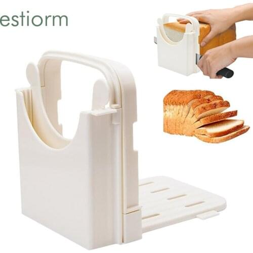 Folding Bread Slicer,Adjustable Bread Cutting Guide for Home bread ,Bagel Toast Loaf Slicer/Cutter,Bread Slicing Machine,White