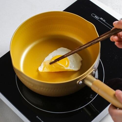 Golden non stick frying pan and pot set breakfast egg pan milk soup pot skillet Tempura Deep Fryer Pot kitchen utensils