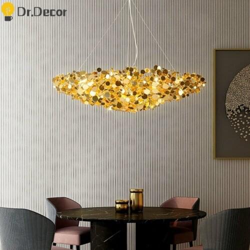 Modern Luxury LED Pendant Lamp Nordic Golden Glass Crystal LOFT Pendant Lights Lighting Hotel Bedroom Living Room Hanging Lamps