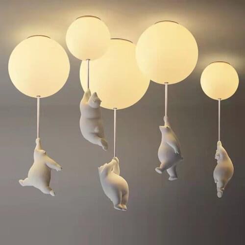 Modern Cartoon Bear LED Ceiling Lights Warmth Lamps Kids Rooms Bedroom Lamp Living Room for Home Decor Lighting Fixtures