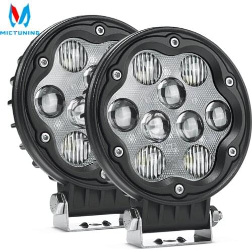 MICTUNING 2Pcs WR 4.7 Inch Round LED Pods 27W Off Road Driving Light Led Fog Lights Combo Work Lights With Adjustable Brackets