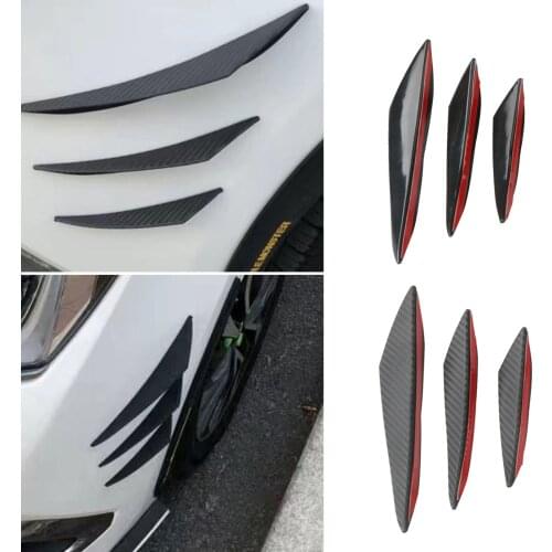 6pcs Universal Glossy Black Car Styling Accessories Front Bumper Lip Rubber Fins Splitter Spoiler Canards Valence Sticker Kit