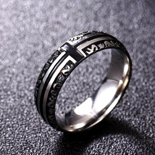 MOREDEAR 6mm Vintage Stainless Steel Cross Ring for Men and Women