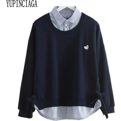 YUPINCIAGA Japanese Mori Womens Sweet Bow Embroidery Velvet Warm Sweatshirts Sweet Style Long Sleeve Harajuku