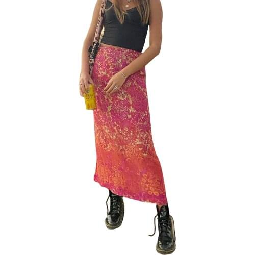 Women Summer Bottom Skirt Floral Print High-Waist Long Casual Semi-Dress for Girls Pencil Elegant Skirts