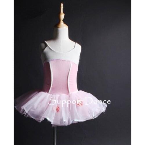 Girls Velvet Camisole Ballet Tutu Dress Women Pink Performance Costume Support Dance C288