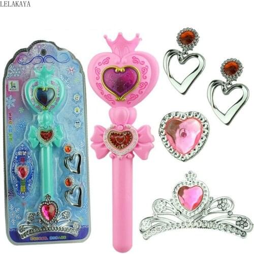 1 Set Cosplay Sailor Moon Musical Magic Wand Henshin Rod Glow Stick Cute Action Figure Cartoon Crown Heart Shaped Accessories