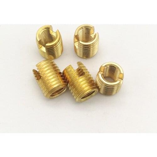 1Pcs M8 M10 M12 Type 302 Brass Slotted Self-tapping Threaded Sleeve Internal External Tooth Screw Thread Nut Sleeves