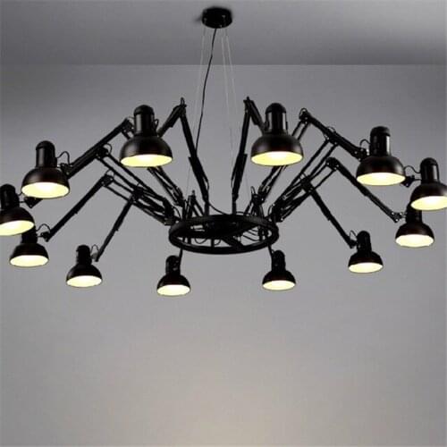 12 Lights Black Spider Diner Pendant Lights With LED Bulbs Bar / Studio Lamps With Remote Control Free Shipping