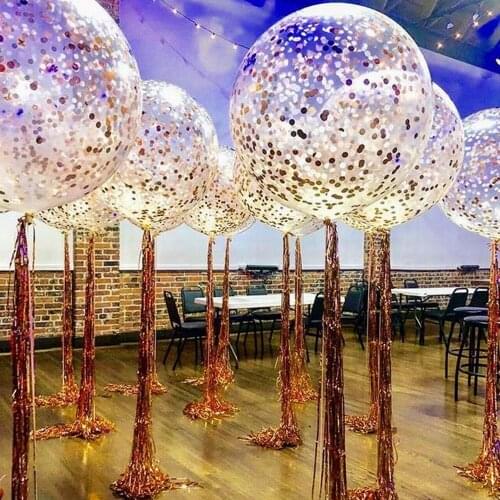 2pcs 18/24/36inch Rose Gold Confetti Balloon Transparent Clear Latex Balloons Wedding Birthday Party Decorations Air Globos