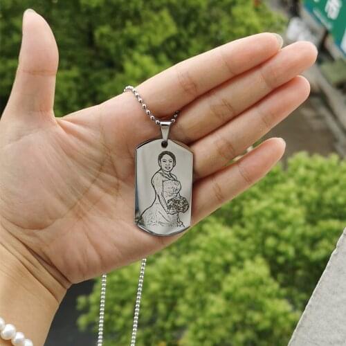 2021 New Custom photo necklace stainless steel gold pendant necklace custom dog tag commemorative gift