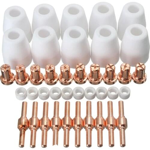 Meterk 40Pcs Air Plasma Cutter Consumables Nozzles Tip Torch Consumable For PT-31 LG-40 Torch CUT-40 50 Electrodes Shield Cup