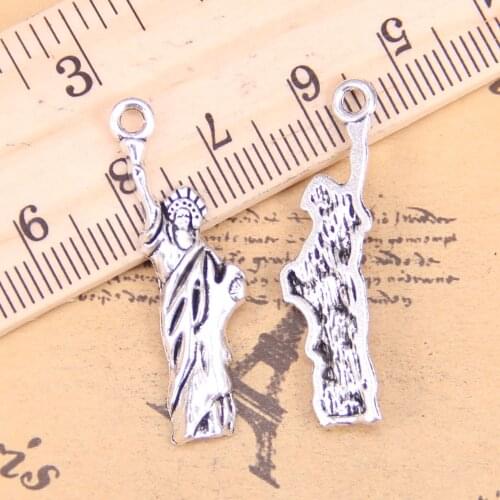 76pcs Charms statue of liberty new york 34x10mm Antique Silver Plated Pendants Making DIY Handmade Tibetan Silver Jewelry