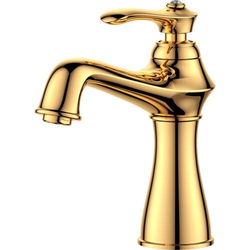Free ship Bathroom Basin Sink Faucet Gold or Chrome Single Handle/Hole Mixer Tap Deck Mounted crystal handle