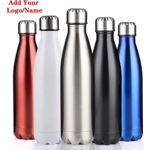 Free Custom Logo Name Double-Wall Insulated Vacuum Flask Stainless Steel Water Bottle BPA Free Thermos for Sport Water Bottles