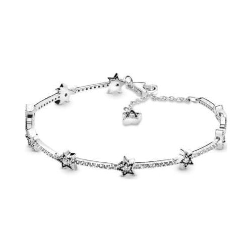925 Sterling Silver pan Bracelet Celestial Stars Bracelet Bangle Fit Bead Charm Diy Europe Fashion Jewelry
