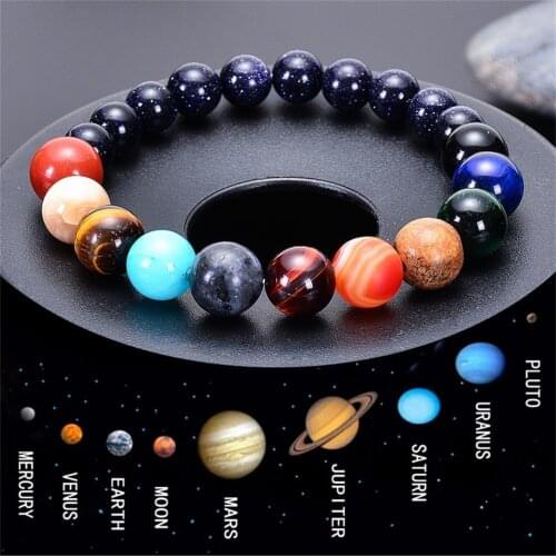 Men Women Natural Stone Bracelet Bangle Gifts For Girls Universe Yoga Chakra Galaxy Solar System Bracelets Jewelry Dropship
