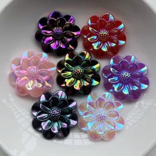 25mm Flower AB Color Acrylic Rheinstone DIY Jewelry Making Decorative Flat Back Hair Pin Decorative Scrapbook 108pcs/ lot
