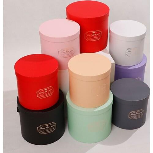 22.5x20cm Flower Box Packing Floral Round Hat Boxes Paper Storage Hug Bucket with Lid Bucket with Lid Wedding Candy Gifts Box