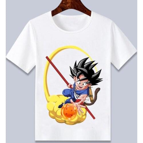 2021 Children Cute Baby Goku Cartoon Print FUNNY T Shirt for Boys Summer Kid White T Shirt 24M-8T