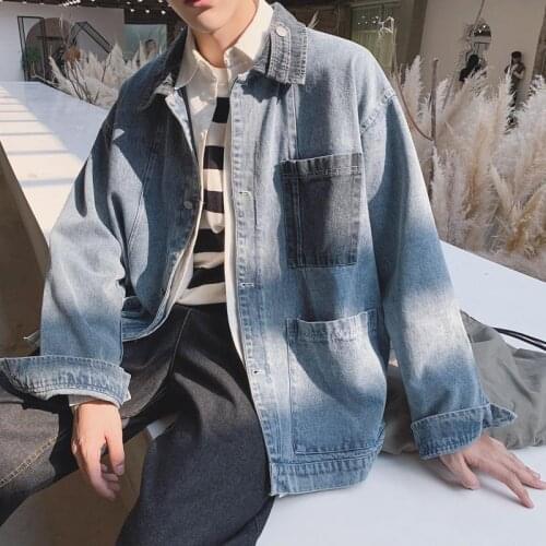 Jeans Coat Mens Popular Brand New Hong Kong Style Tooling Spring Jacket Korean Version Fashion Loose Spring Clothes