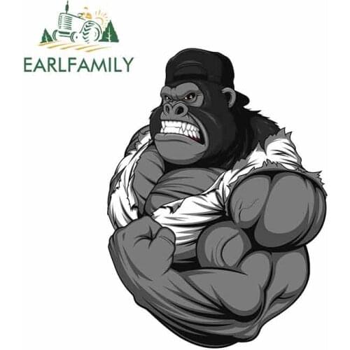EARLFAMILY 13cm x 9.5cm for Gorilla Muscles Anime Cartoon Car Stickers Vinyl JDM Bumper Trunk Truck Graphics Fine Decal RV VAN