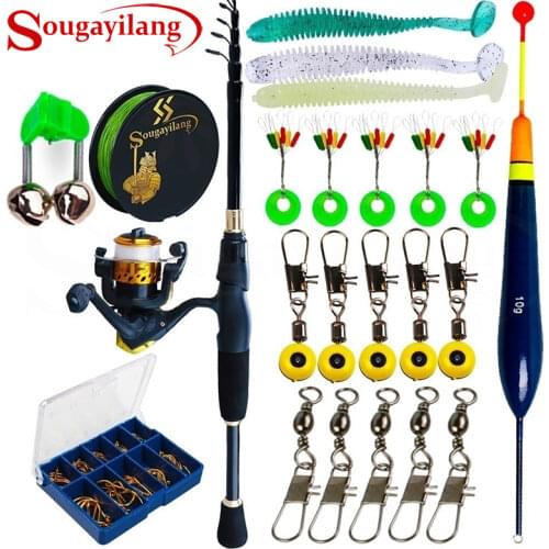 Sougayilang Travel Telescopic Fishing Rod Reel Combos Kit Freshwater Saltwater Fishing Set with Full Fishing Accessories