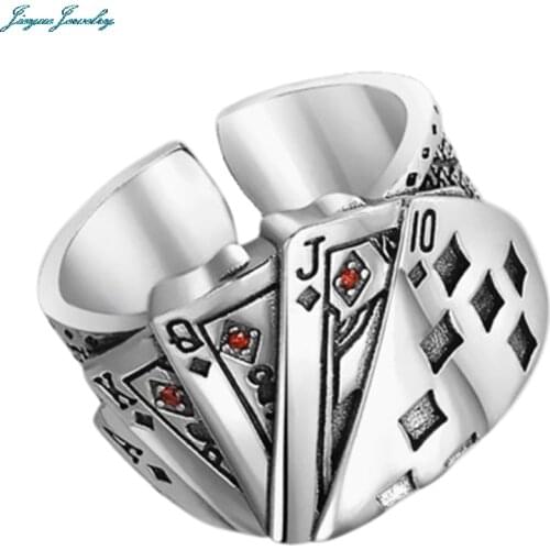 Playing Card Resizable Ring Titanium Stainless Steel Material Rings Hiphop Rock Street Culture Fashion Trendy Man Jewelry Gift