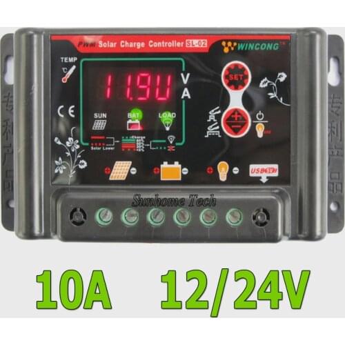 Solar Charge Controller 12V 24V Auto intelligent Li Li-ion lithium LiFePO4 battery Regulator voltage adjustable with 5V USB