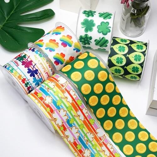 Lucky Shamrocks Printed Grosgrain Ribbon For Craft Supplies Sewing Accessories 5 Yards, Planar Resins Mold 10 Pieces. 48123