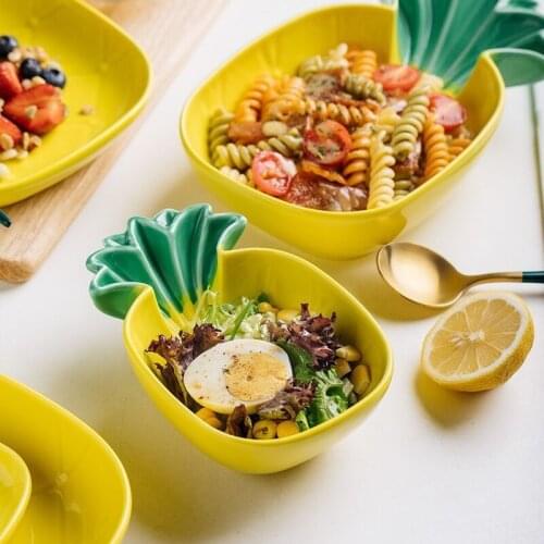 Fashion Pineapple tableware creative handmade ceramic rice plate cute fruit tropical style Nordic food dinner plates