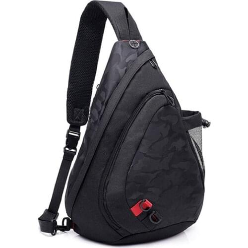 Men Waterproof Black Camouflage Small Chest Bag Boy Rucksack Male One Shoulder Sling Back Pack Crossbody Bags Black