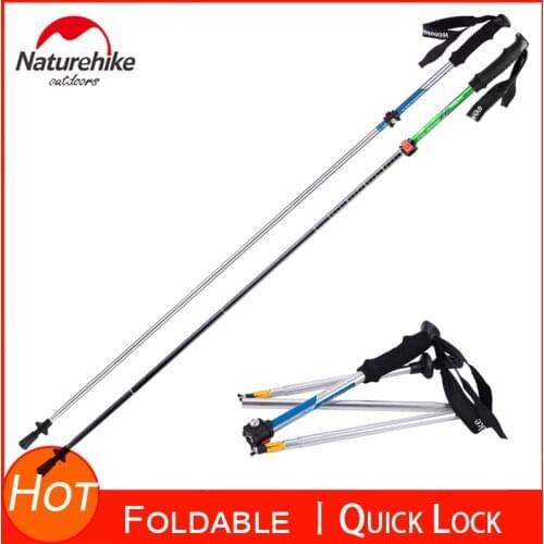 Naturehike Collapsible Hiking Poles 7075 Aviation Aluminum Alloy Lightweight Foldable Trekking Walking Sticks With Quick Locks