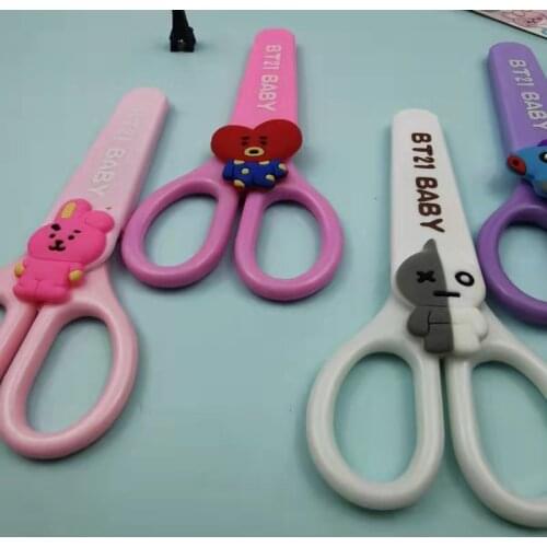 New Cute Cartoon DIY Student Safety Paper-Cut Art Scissors with Protective Cover Cap Office School Supply Kids Stationery gift