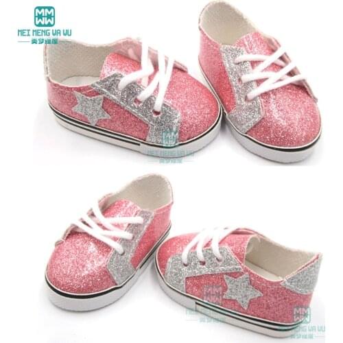 2019 NEW mini doll shoes for new born doll accessories and American doll Pink sequined casual baby shoes
