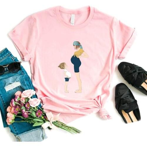 Casual Mother&kids Print Tees Summer Female Tops Harajuku T-Shirt Super Mama Streetwear Catton Women Short Sleeve O-Neck Tshirt