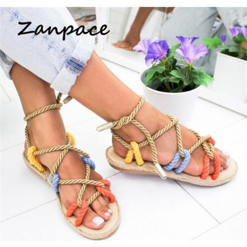 Gladiator Color Platform Sandals Large Size 35-42 Women Shoes 2019 New Bohemia Casual Hemp Beach Shoes Women Slippers Flip Flops