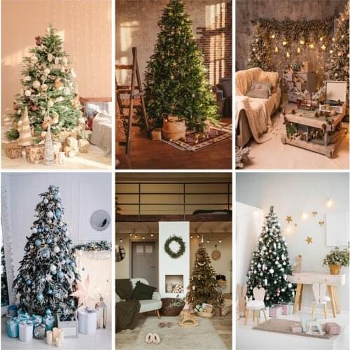 SHENGYONGBAO Art Fabric Fireplace Christmas Tree Photography Background Child Backdrops For Photo Studio Props 21524JPW-05