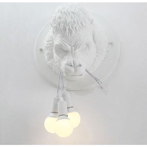 Nordic Creative Resin Gorilla Wall Lights for Home Modern Simple Living Room Bedroom Wall Lamp Study Aisle Coffee Light Fixture